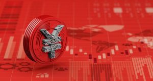New,Yuan,Digital,Currency,Of,China,On,Red,Economy,Graph